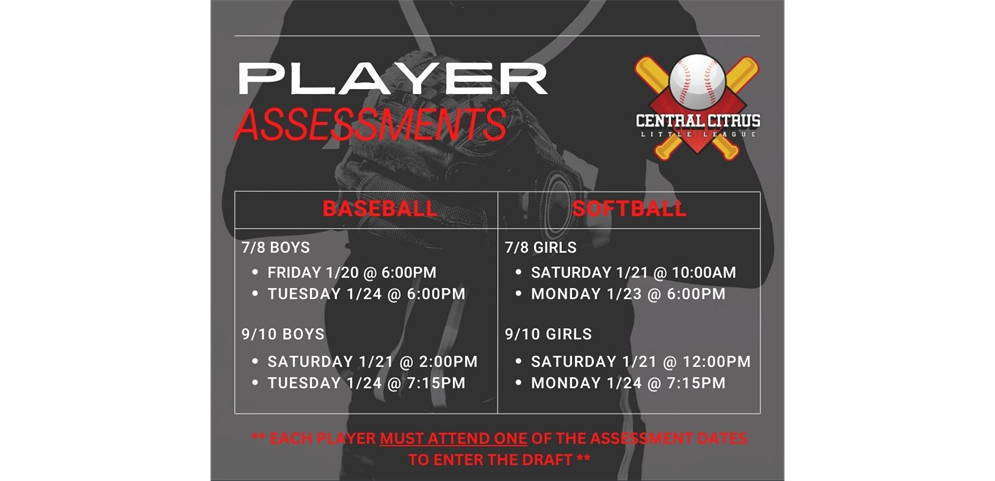 PLAYER ASSESSMENTS - 7/8 & 9/10 DIVISIONS